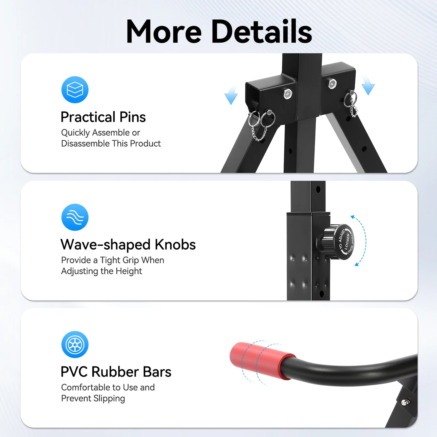 Adjustable Pull Up Bar, 200kg Load Foldable Home Gym Multi-Function Training Station with Parallel Bars for Strength Training