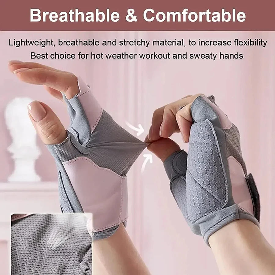 Fitness gloves - anti-slip, anti-curl, semi-fingered wrist guards for bar exercises, sports, cycling, yoga, outdoor activities.