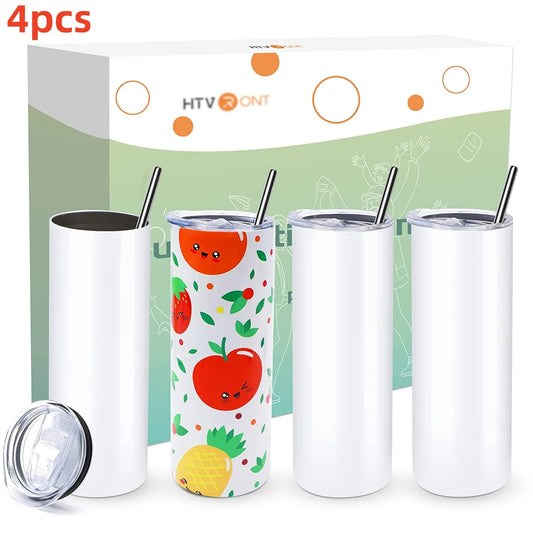 HTVRONT 8pcs/4pcs 20 OZ Sublimation Tumblers Skinny Straight Sublimate Tumbler Blank DIY Mugs Cups Gifts with Sublimation Papers