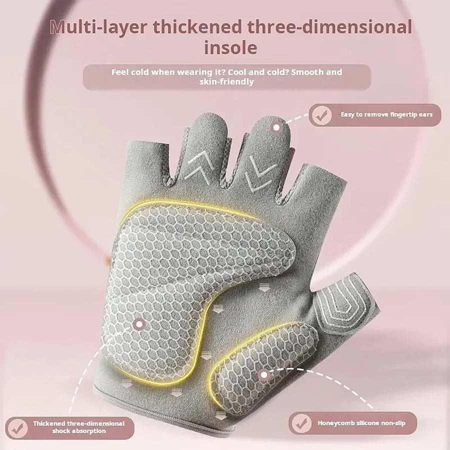Fitness gloves - anti-slip, anti-curl, semi-fingered wrist guards for bar exercises, sports, cycling, yoga, outdoor activities.